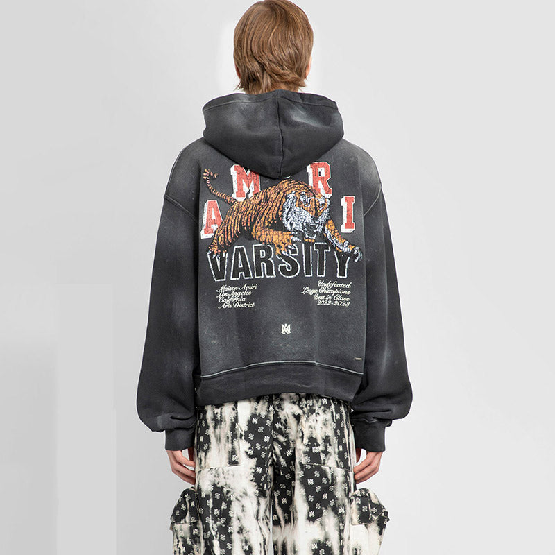AMIRI Distressed Logo-Print Cotton-Jersey Hoodie