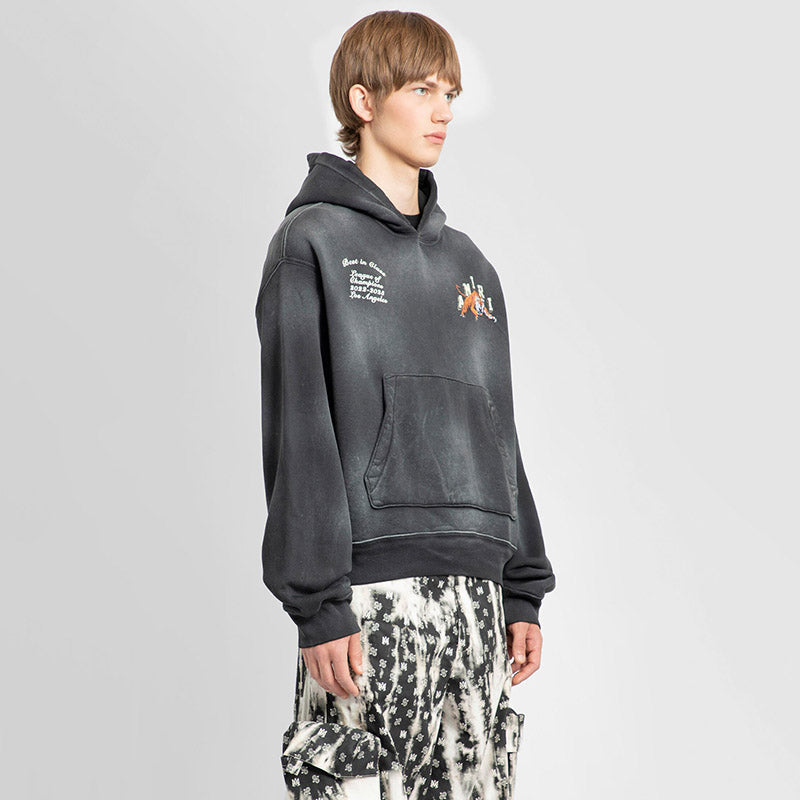 AMIRI Distressed Logo-Print Cotton-Jersey Hoodie