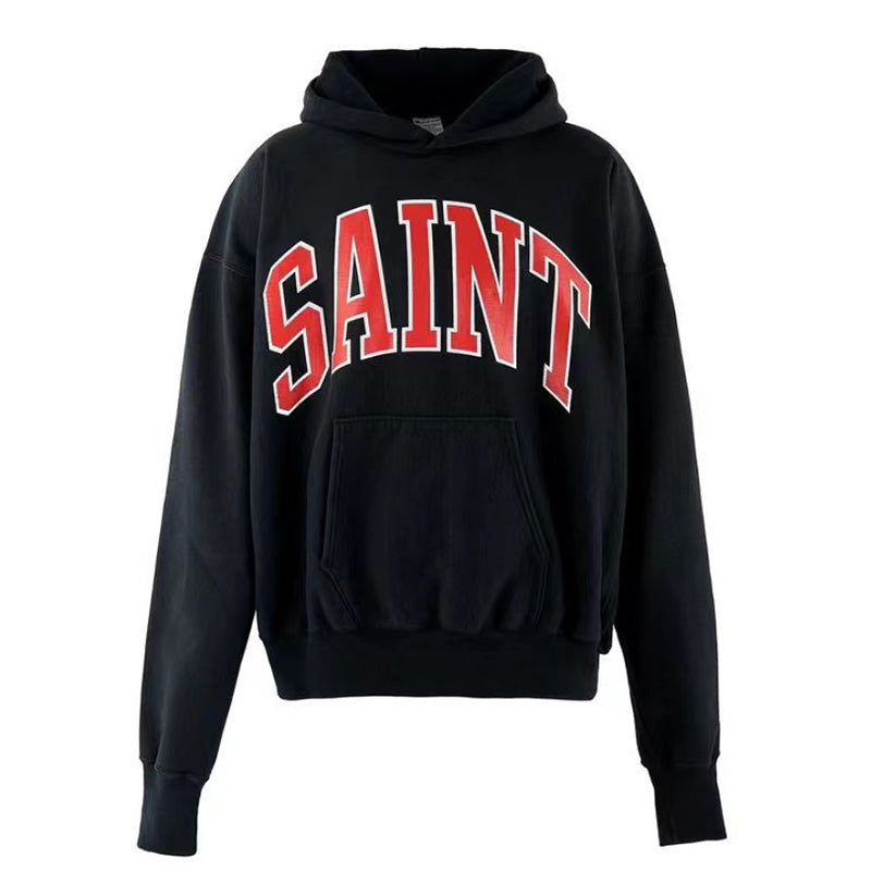 Saint Michael Logo-Print Cotton-Blend Jersey Hoodie
