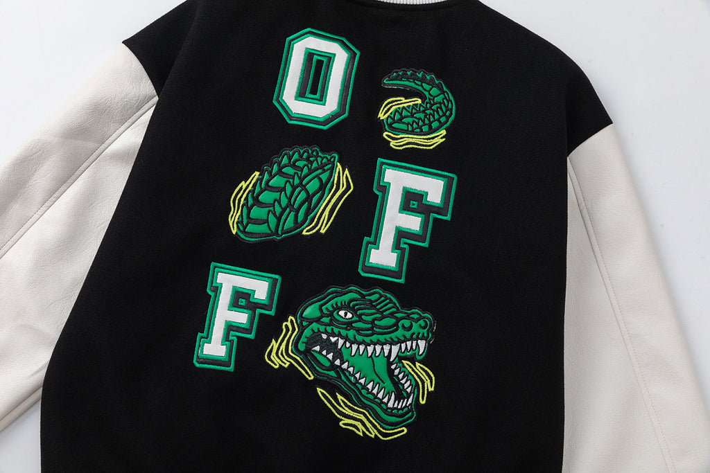 OFF WHITE Croco Lea Wool Varsity Jacket