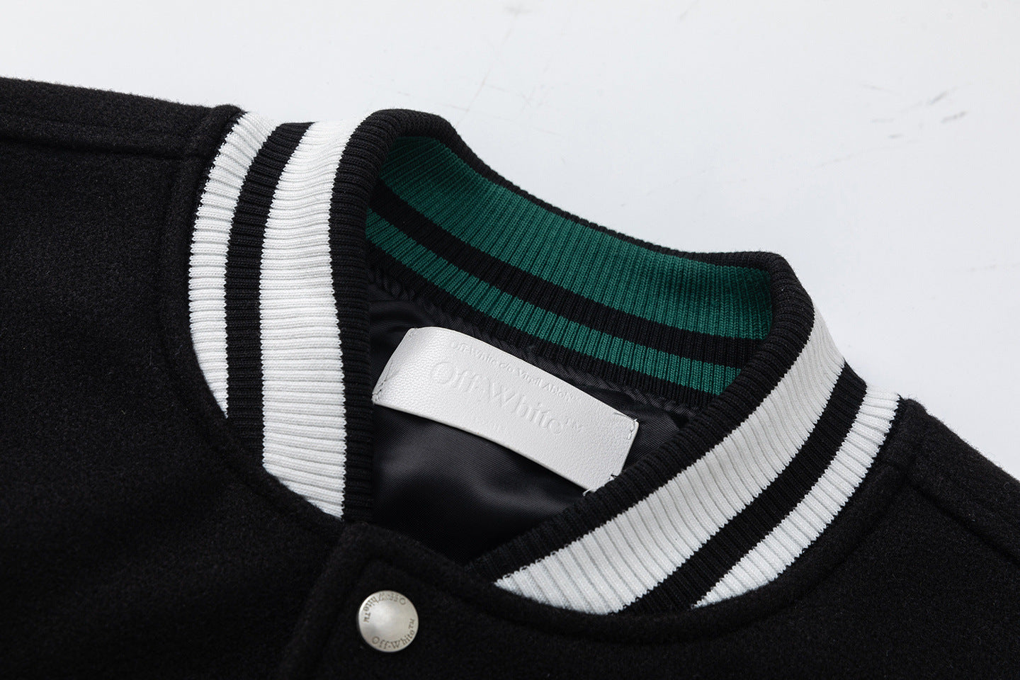 OFF WHITE Croco Lea Wool Varsity Jacket