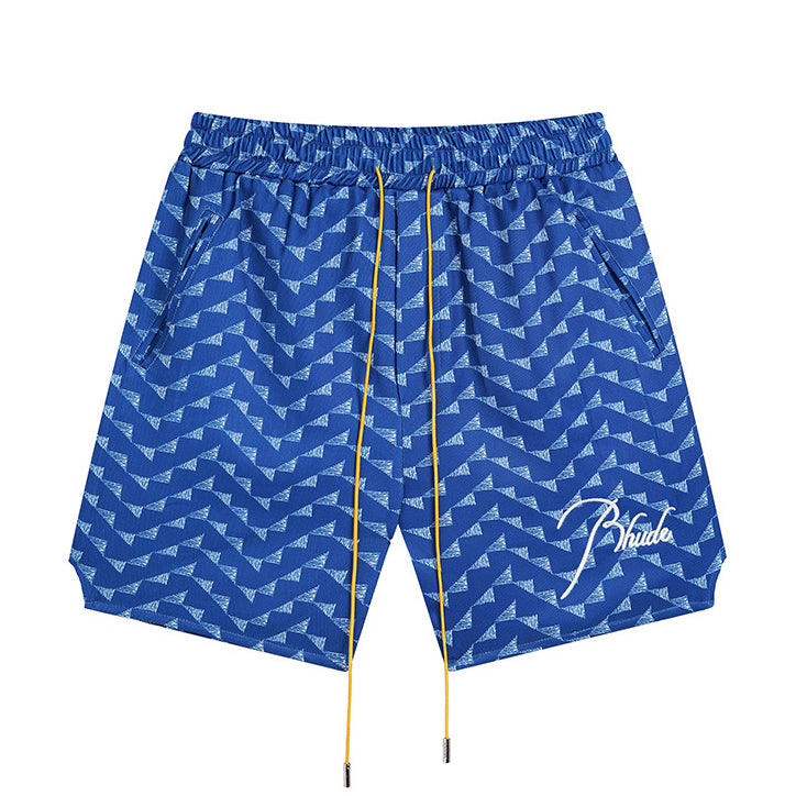 Rhude Letter Embroidered Hip Hop  Casual Split Shorts