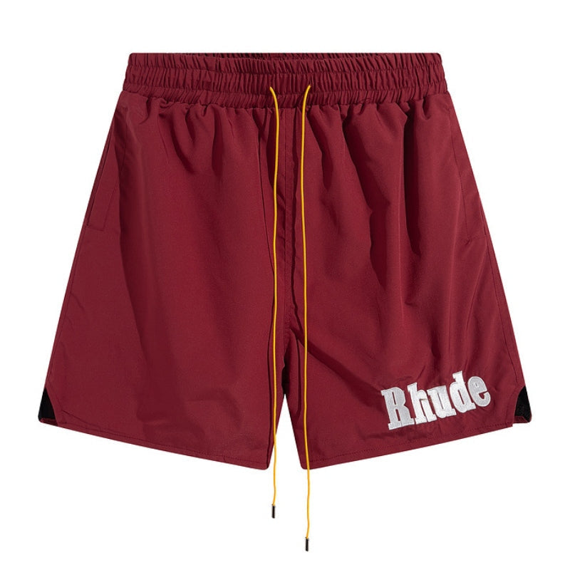 RHUDE embroidered tie elastic track shorts